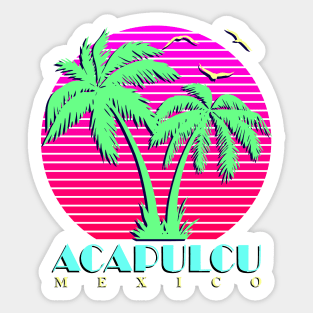 Acapulcu Mexico Palm Trees Sunset Sticker